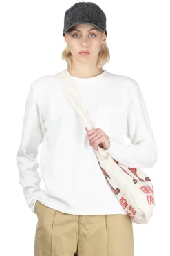 Clearance Kapital AMUSE Knit Pocket LS Tee - White