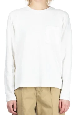 Clearance Kapital AMUSE Knit Pocket LS Tee - White