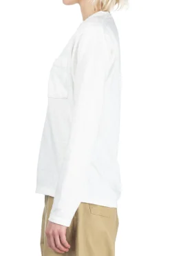 Clearance Kapital AMUSE Knit Pocket LS Tee - White