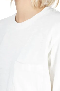 Clearance Kapital AMUSE Knit Pocket LS Tee - White