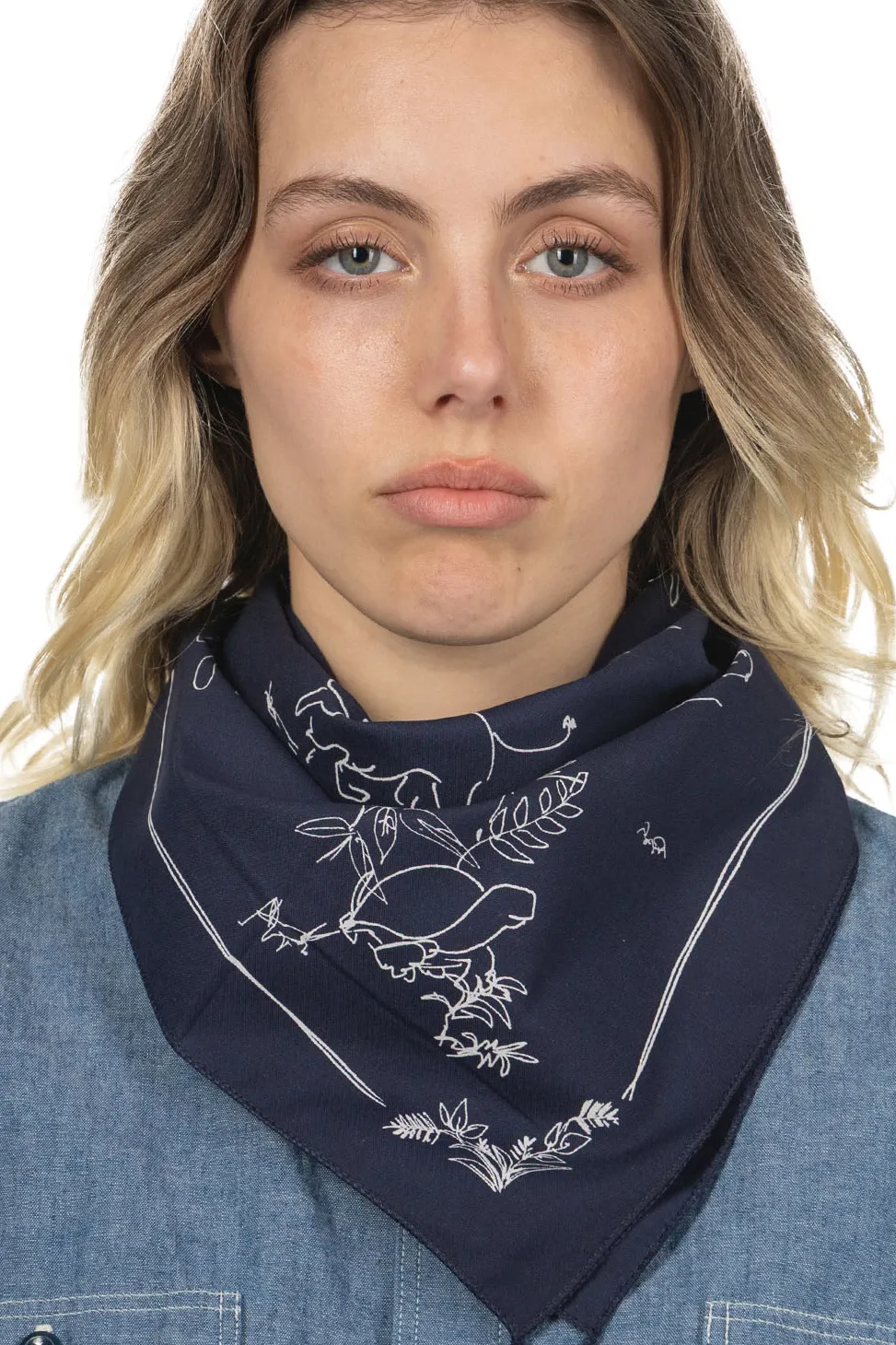Online Engineered Garments Animal Printed Bandana - Navy