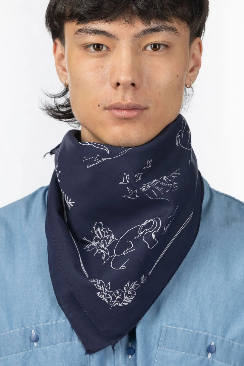 Sale Engineered Garments Animal Printed Bandana - Navy