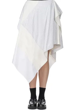 Clearance JW Anderson Asymmetric Patchwork Skirt - Grey and White