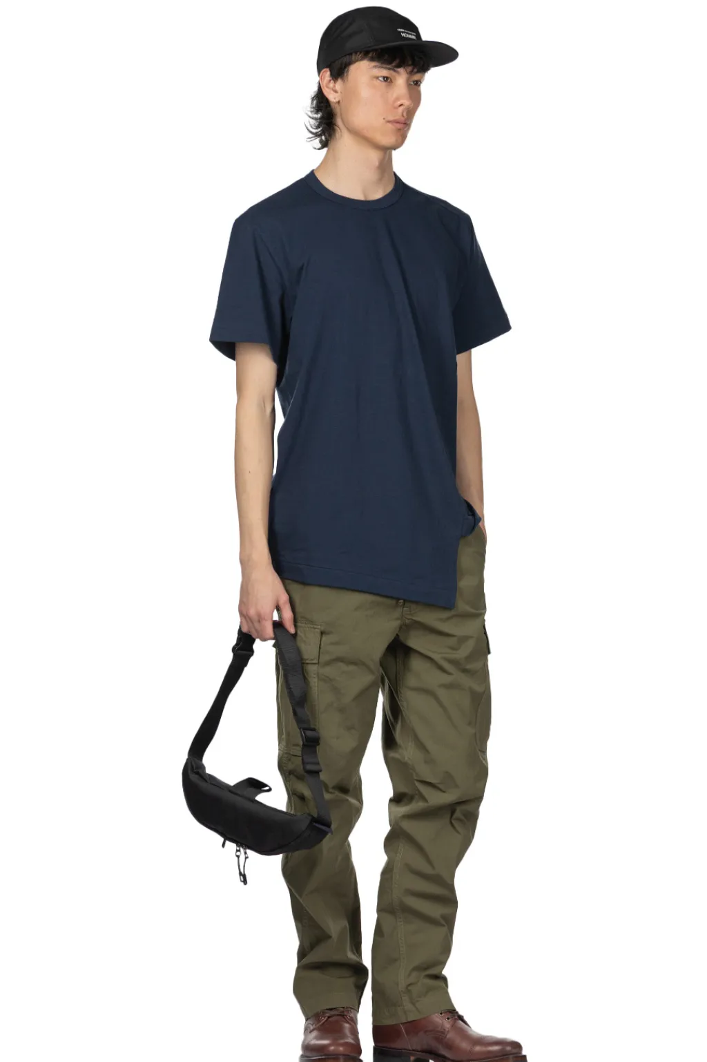 New Comme Des Garcons Homme Deux Asymmetric SS T-Shirt - Navy