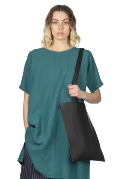 New A+Koloni Azumadaki Linen Basic Dress - Green