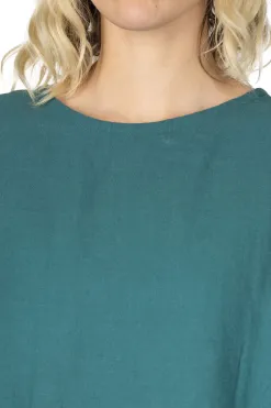 New A+Koloni Azumadaki Linen Basic Dress - Green