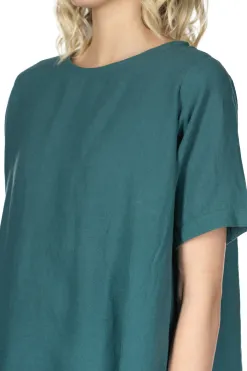 New A+Koloni Azumadaki Linen Basic Dress - Green
