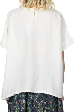 Clearance A+Koloni Azumadaki Ramie Frilled Sleeve Top - Off White