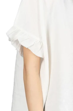Clearance A+Koloni Azumadaki Ramie Frilled Sleeve Top - Off White