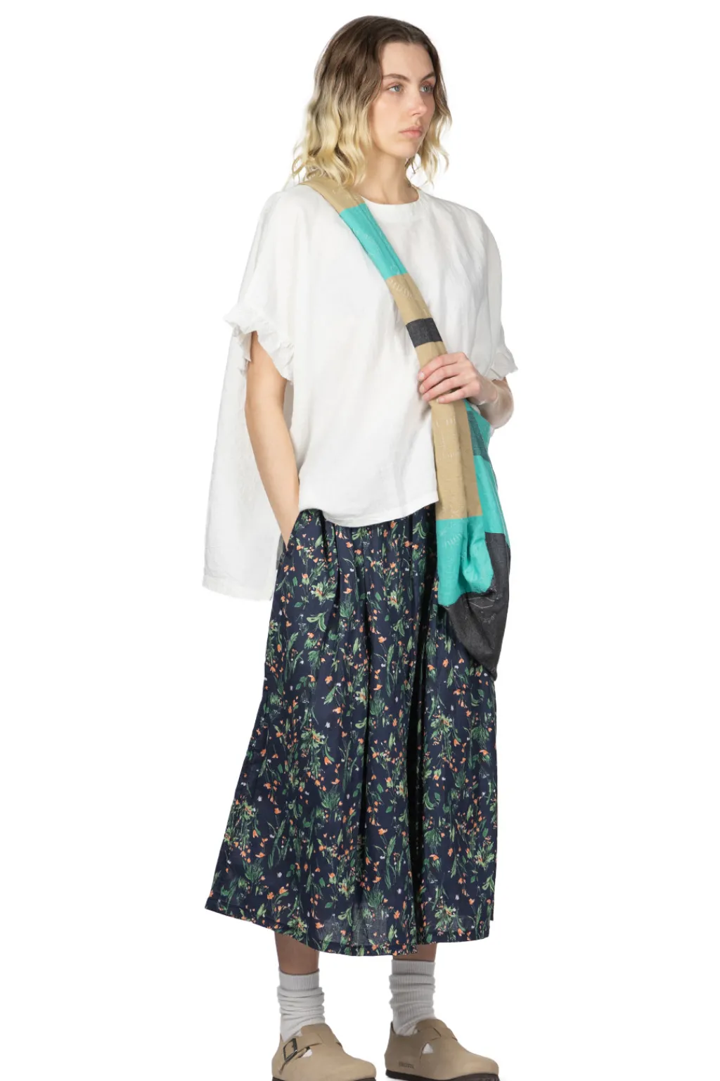 Clearance A+Koloni Azumadaki Ramie Frilled Sleeve Top - Off White