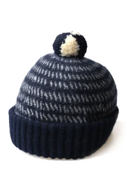 Hot Cableami Baby Alpaca Wool Cap - Navy