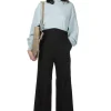 Hot Mame Kurogouchi Back String Cotton Flare Trousers - Black