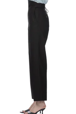 Hot Mame Kurogouchi Back String Cotton Flare Trousers - Black