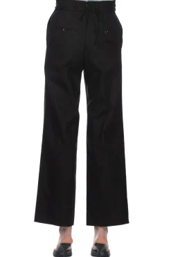 Hot Mame Kurogouchi Back String Cotton Flare Trousers - Black