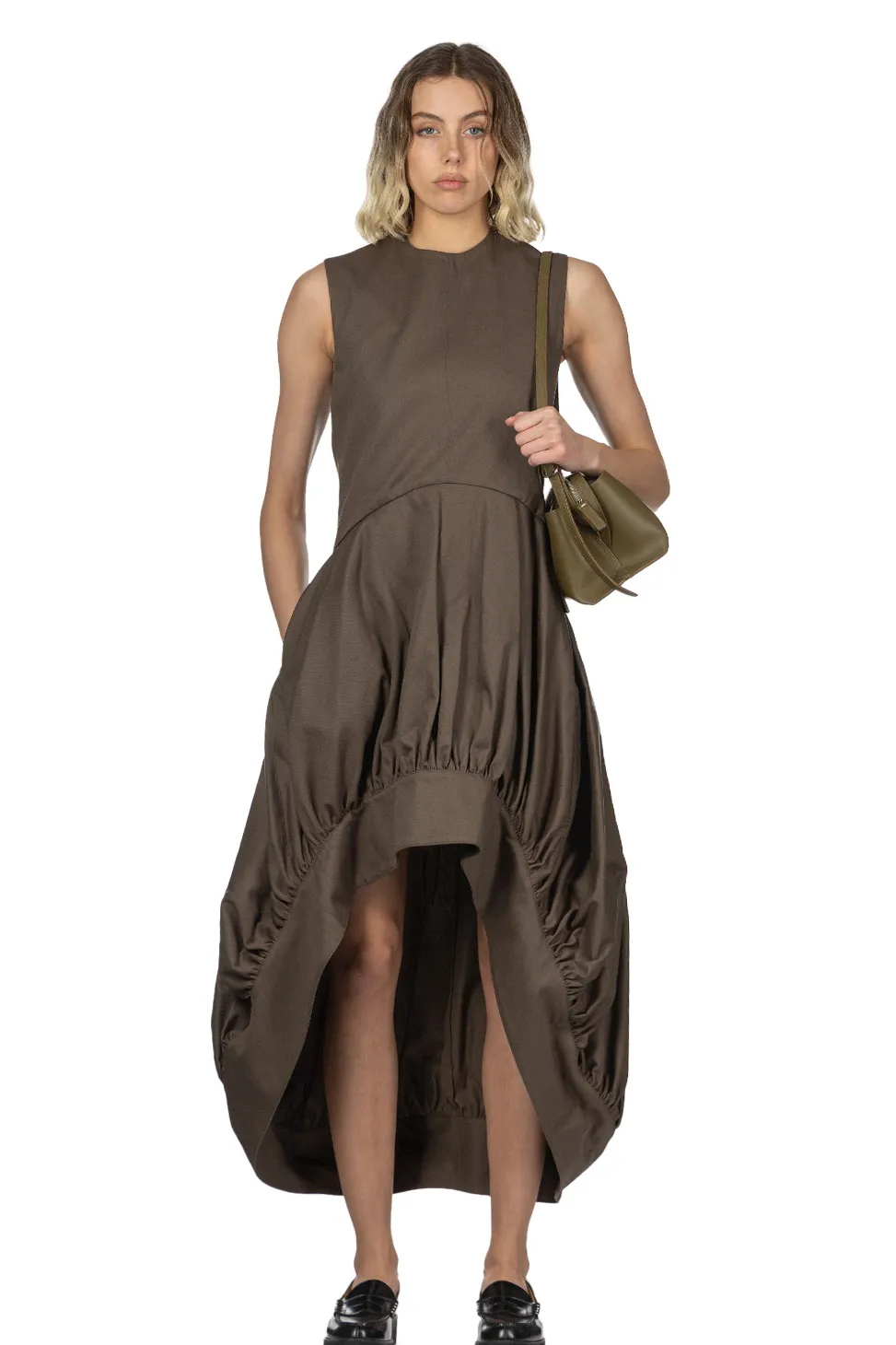 Discount JW Anderson Balloon Hem Dress - Khaki