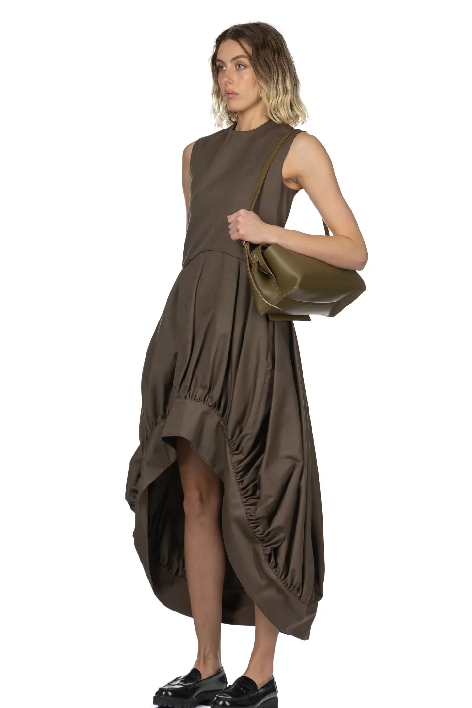 Discount JW Anderson Balloon Hem Dress - Khaki