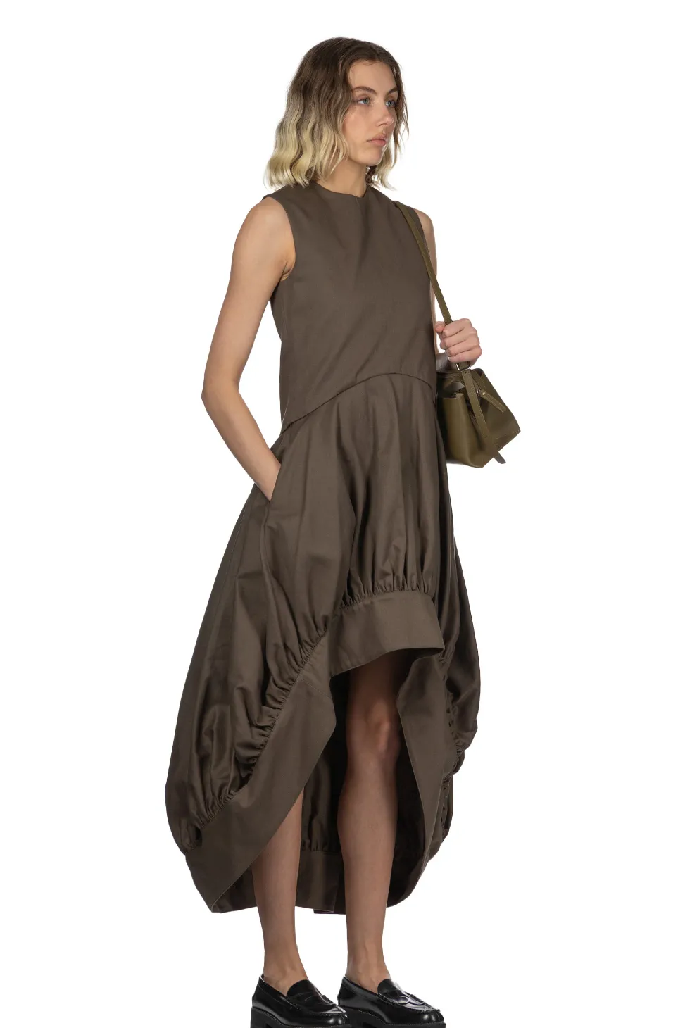 Discount JW Anderson Balloon Hem Dress - Khaki