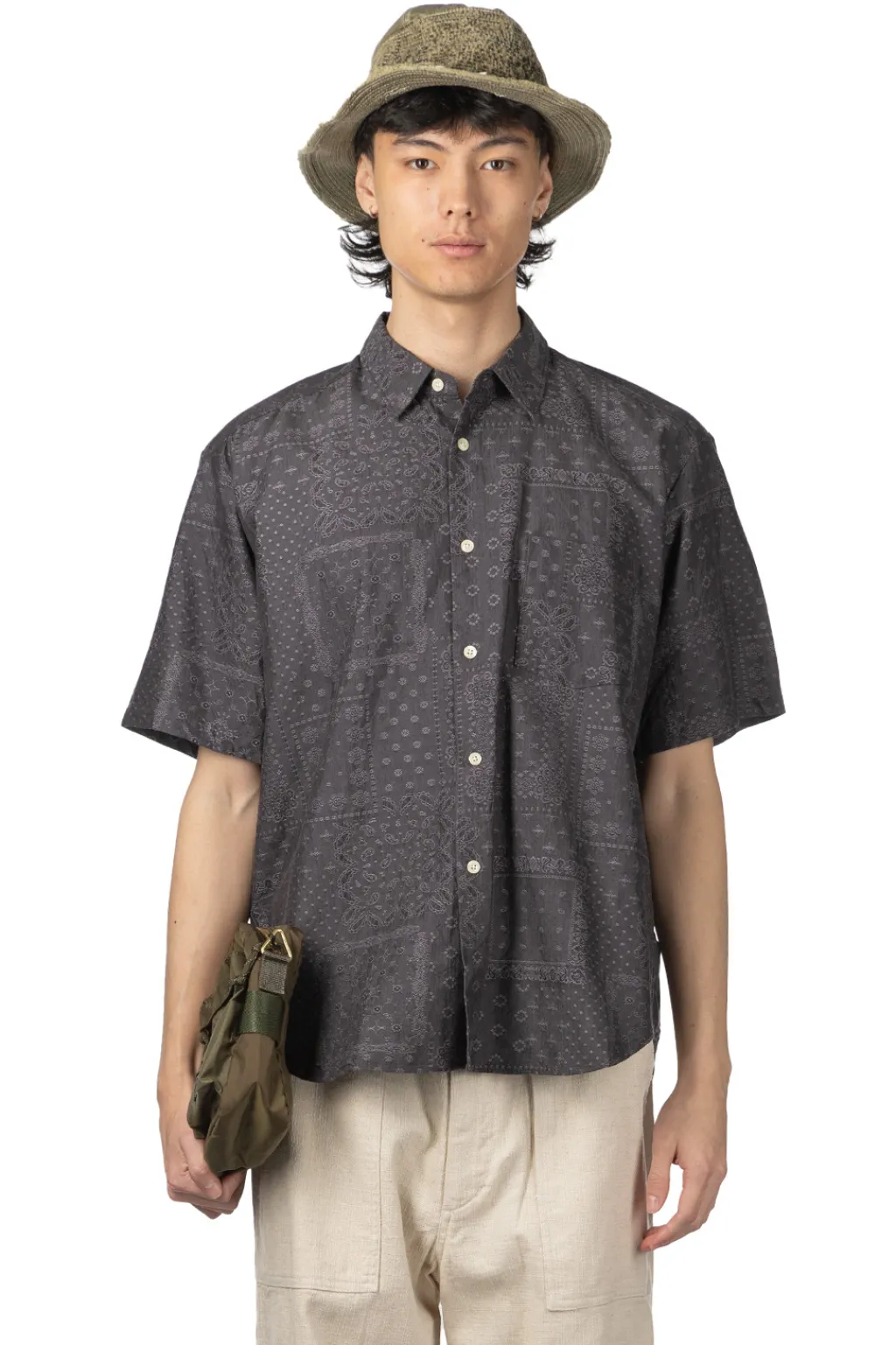 Online Manual Alphabet Bandana JQ Loose Fit SS Shirt- Grey