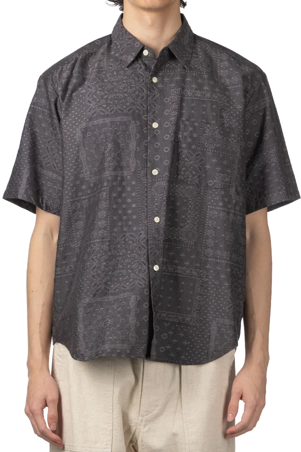 Online Manual Alphabet Bandana JQ Loose Fit SS Shirt- Grey