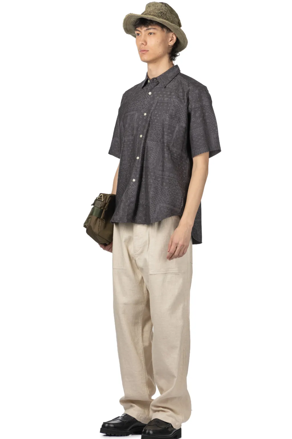 Online Manual Alphabet Bandana JQ Loose Fit SS Shirt- Grey