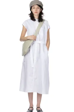 Online Engineered Garments Banded Collar Dress - White 100s 2Ply Broadcloth
