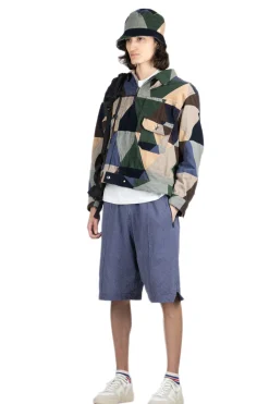 Clearance Engineered Garments BB Shorts- Navy Cotton Polka Dot Pique