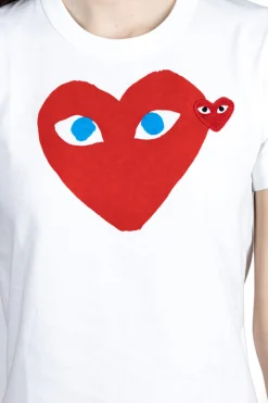 Outlet Comme Des Garcons Play Big x Small Red Heart T-Shirt - White