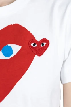 Outlet Comme Des Garcons Play Big x Small Red Heart T-Shirt - White