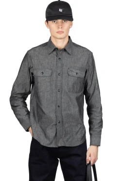 Fashion Sugar Cane Black Chambray LS Work Shirt