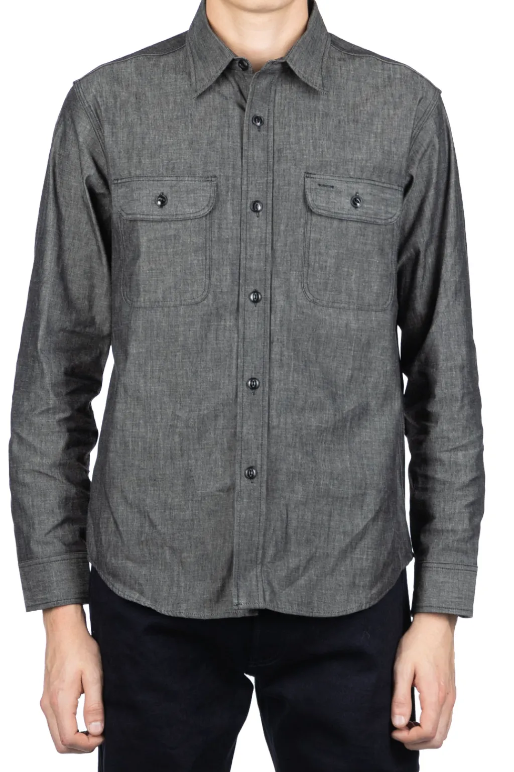 Fashion Sugar Cane Black Chambray LS Work Shirt