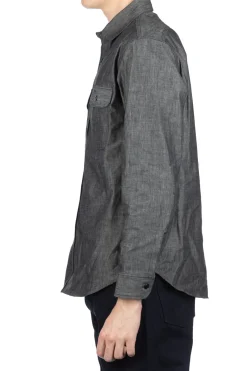 Fashion Sugar Cane Black Chambray LS Work Shirt