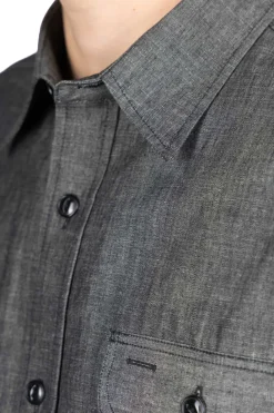 Fashion Sugar Cane Black Chambray LS Work Shirt