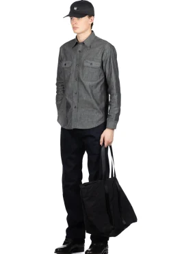 Fashion Sugar Cane Black Chambray LS Work Shirt