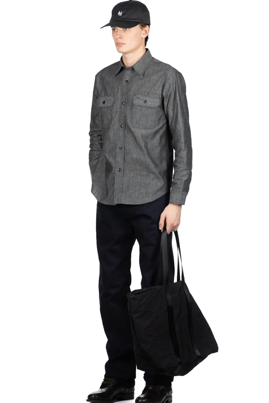 Fashion Sugar Cane Black Chambray LS Work Shirt