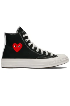 Discount Comme Des Garcons Play Black Converse - Small Heart Chuck 70 High Sneakers