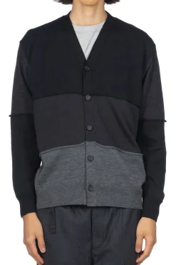 Discount Comme Des Garcons Homme Black x Grey Color Block Cardigan