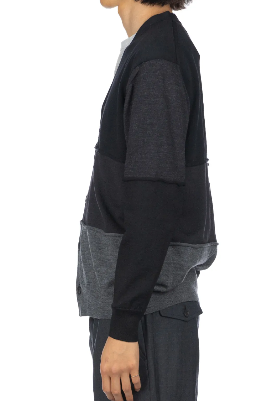 Discount Comme Des Garcons Homme Black x Grey Color Block Cardigan