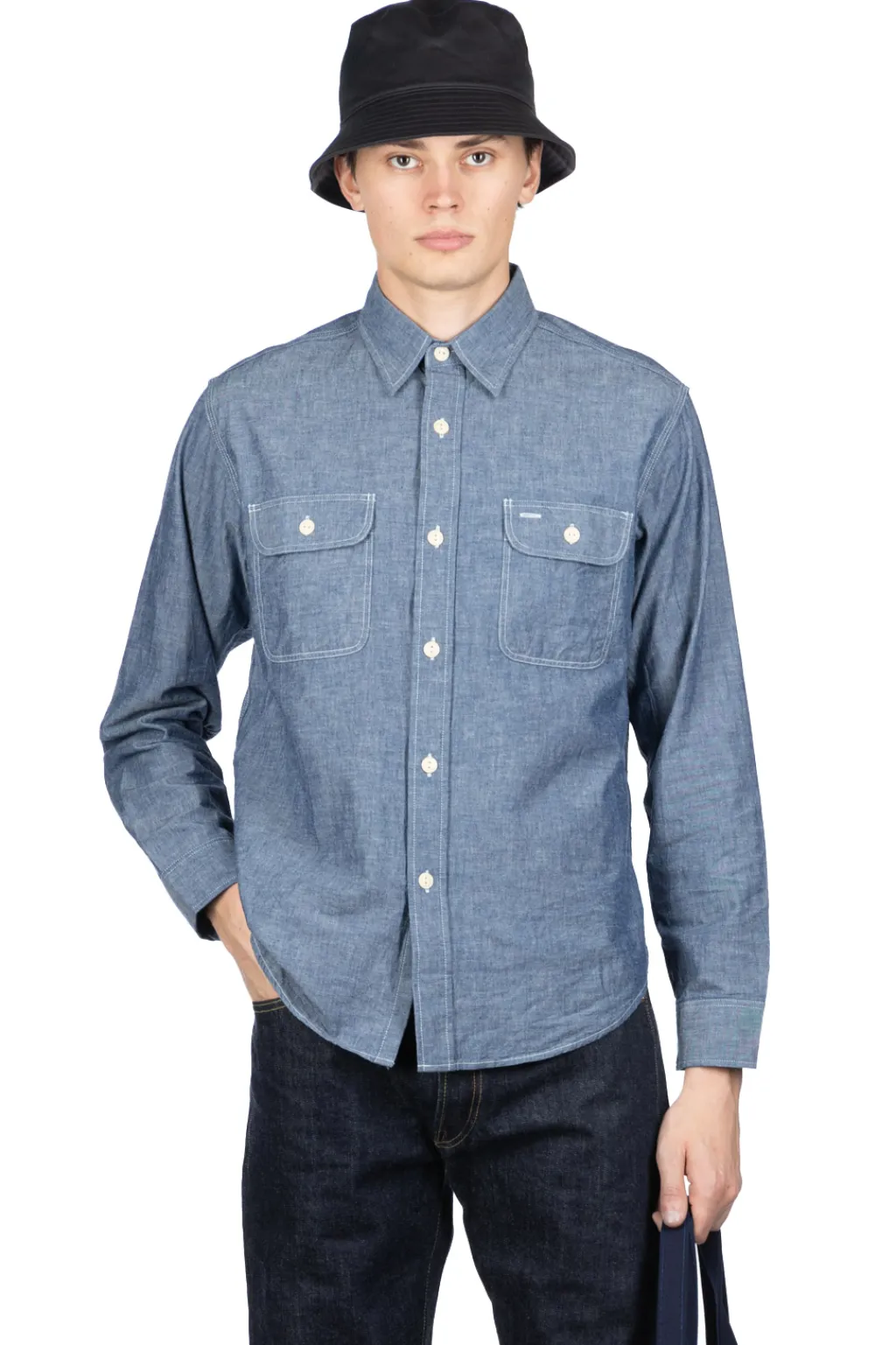 Clearance Sugar Cane Blue Chambray LS Work Shirt