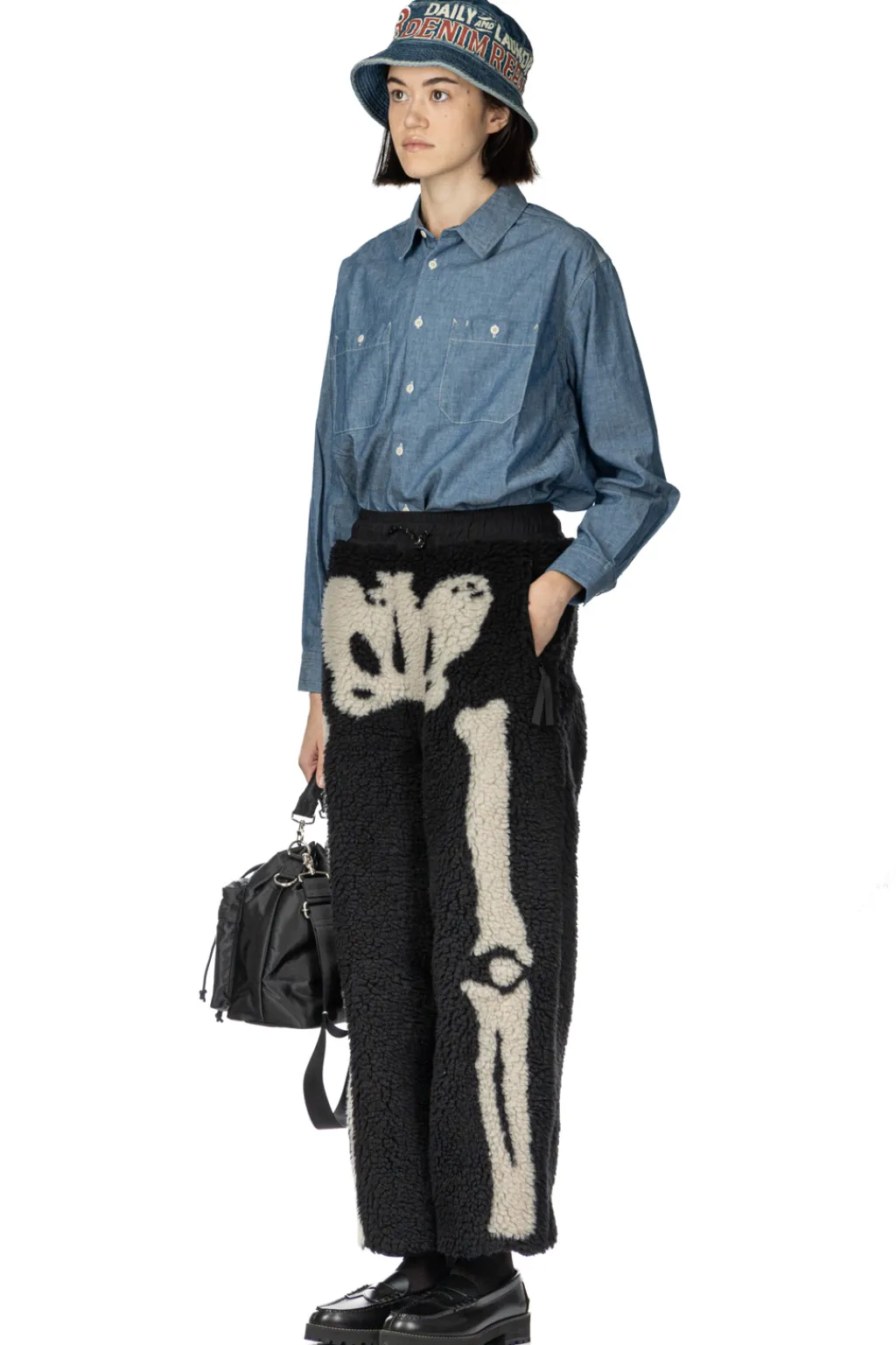 Fashion Kapital BONE Boa Fleece Easy Pants - Black