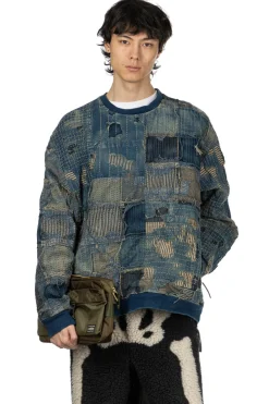Sale Kapital BORO x IDG Fleece 2Tones BIG SWT - Indigo