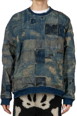 Sale Kapital BORO x IDG Fleece 2Tones BIG SWT - Indigo