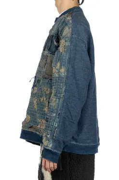 Sale Kapital BORO x IDG Fleece 2Tones BIG SWT - Indigo