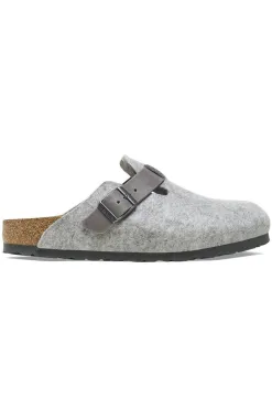 Outlet Birkenstock Boston - Natural Leather Felt - Light Gray
