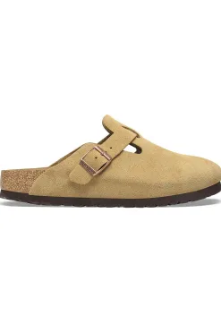 Outlet Birkenstock Boston Suede Leather - Latte Cream
