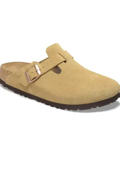Outlet Birkenstock Boston Suede Leather - Latte Cream