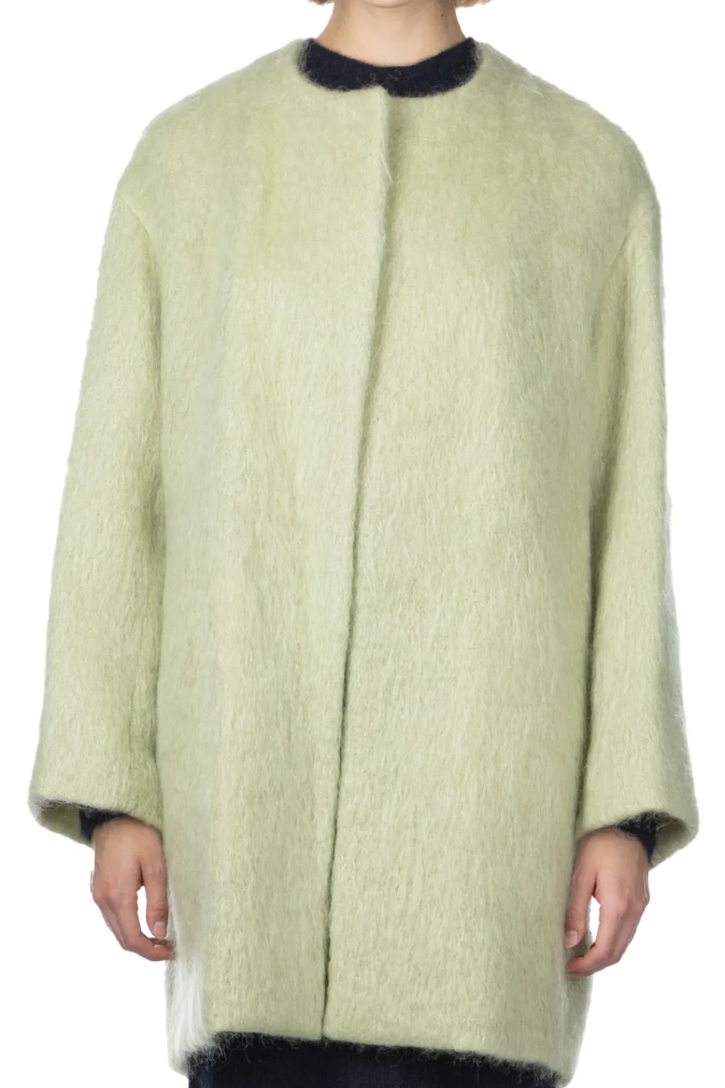 Fashion AURALEE Brushed Mohair Shaggy Coat - Light Khaki