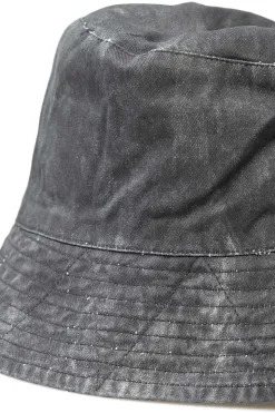 Online Engineered Garments Bucket Hat - Black Cotton Distressed Print