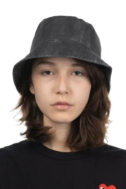 Sale Engineered Garments Bucket Hat - Black Cotton Distressed Print