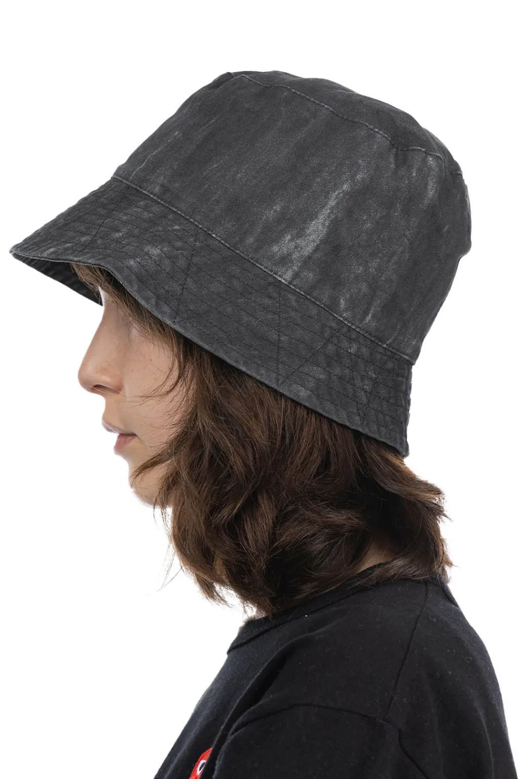 Sale Engineered Garments Bucket Hat - Black Cotton Distressed Print