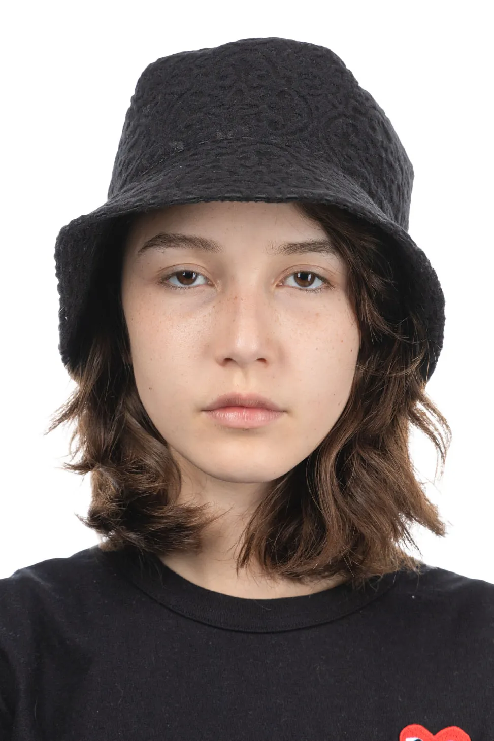 Clearance Engineered Garments Bucket Hat - Black Crest Flocked Jacquard